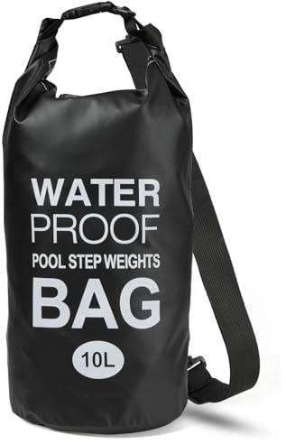 Yeabett wasserdichter Dry Bag, 10L wasserdichte Strandtasche mit verstellbarem Schultergurt, Dry Bag zum Schwimmen, Camping, Kajakfahren, Strand, (Schwarz)