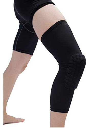 MQPALZKD 1 Pair Basketball Knee Pads Honeycomb Elastic Kneepad Compression Sleeve Foam Brace Pat Protector Volleyball Support(Svart,X-Large)