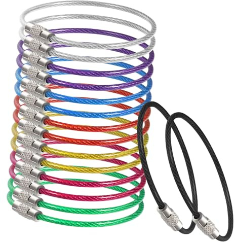 Alipis Llavero de Alambre Inoxidable 16 Piezas Multicolor 2x150 Mm para Etiqueta y Bolsa, Resistente y Portátil para Equipaje, Mochilas y Manualidades, Uso Diario y Viajes