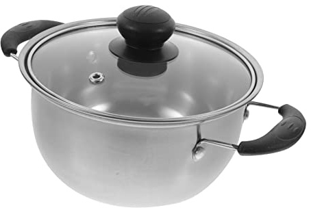 LIGIGWASH Olla con Tapa de Vidrio Varios estilos Resistente Corrosión de Acero Inoxidable y Compatible con Cocinas de Gas Varios estilos Adecuado para Sopa y Cocina Diaria