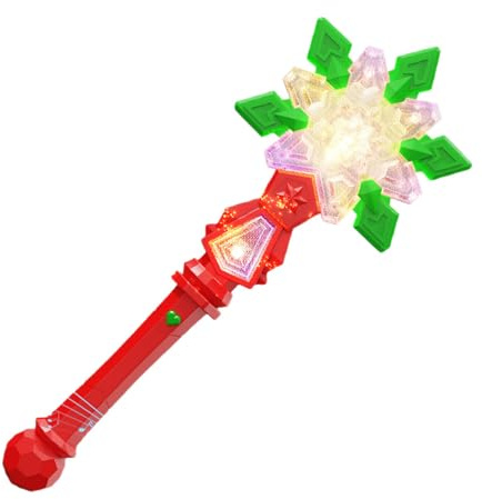 TSLBW Varita Luminosa navideña, Varita mágica con Estrellas y Copos de Nieve Que parpadean al Ritmo de la música, Juguete de Princesa para Fiestas Infantiles, Regalos de cumpleaños