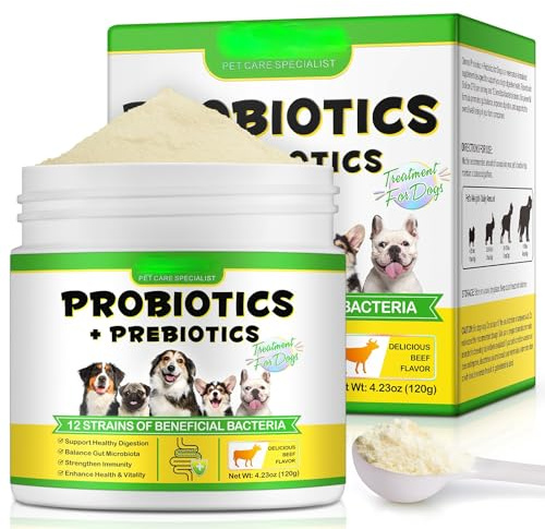 Dog Probiotic Powder - 12 Strains Of Beneficial Bacteria | Dog Probiotic Supplements Balance Gut Microbiot | Probiotics for Dogs Probiotics + Prebiotics Treatment - Probioticc Powder 120G