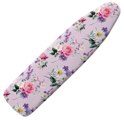 Fuxowvby Pink Rose Print Ironing Board Cover 15x54 Inch Extra Thick Iron Board Covers with Elastic Edge Heat Reflective Home Decor