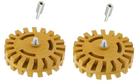 Toddmomy 2 juegos Ruedas Neumáticas de Desgomado para Eliminar Pegamento Disco de Lijado de Herramienta Profesional para Quitar Adhesivos Coches y Superficies Color Dorado