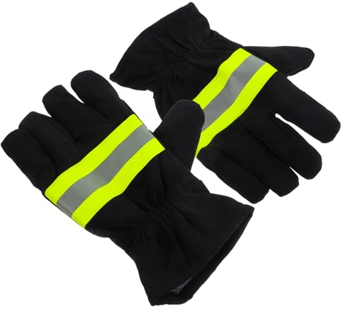 DIKACA Hitzebeständige Feuerwehrhandschuhe mit Isolierung und Flexibilität Schützende Feuerwehr Schutzhandschuhe für Arbeitssicherheit Reflektierend Einsetzbar bei Einsätzen