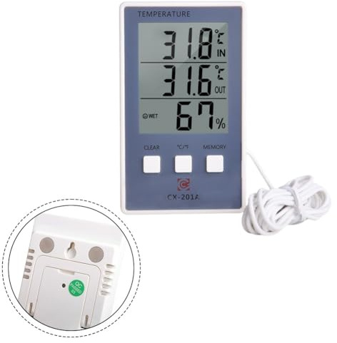 FACAIIO Indoor and Outdoor Digital Thermometer Hygrometer with Probe for Aquarium Fish Tank Temperature and Humidity Monitoring, Plastic, 7.5x5.5x1.5cm