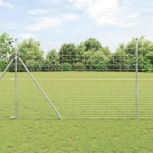 QJBSAVVA Wildzaun 2500 x 160 cm Silber aus verzinktem Stahl: robuster Gartenzaun und wetterfester Drahtzaun zum Schutz von Pflanzen & Haustieren für moderne Outdoor-Bereiche
