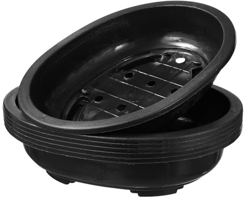 Kichvoe Set 6 Vasi Ovali in Plastica Foro di Drenaggio, Contenitori per Piante Bonsai da Esterno e Interno, Vasi da Fiori per Balcone, Ufficio e Giardinaggio Domestico, Design Semplice