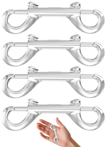 4Pcs Heavy Duty Double Ended Dog Lead Clips, Zinc Alloy Snap Hooks | Durable Swivel Bolt Clips for Dog Leash, Pet Chains, Ropes, Horse Tack, Keychains, Camping & Outdoor Use
