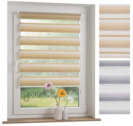 ourdeco® Doppel-Rollo, Duo-Rollo mit Farbverlauf / 60 x 150 cm braun/lichtdurchlässig, Blickdicht/Farben: Verlauf Braun, Verlauf Sand