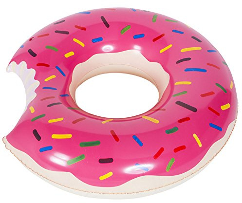 GOODS+GADGETS® Donut Schwimmring Ø 90 cm Pink - Robuster Pool Donut | Ultimativer Badespaß, robuster Schwimmreifen Donut, pinkes Zuckerguss-Design mit Biss, Ø 90 cm, für Strand, See & Pool