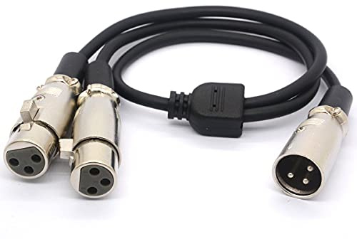 HTGuoji XLR Kabel Y Splitter Adapter XLR Buchse auf Dual XLR Male Y Verlängerungskabel für Mikrofon Audio 50 CM (1 Stecker Zu 2 Female)