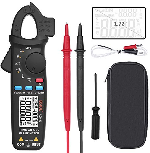 BSIDE ACM91 Digital Clamp Meter 1mA AC/DC Current True RMS Auto-Ranging 6000 Counts Meter Hz Temperature Capacitance Live Check V-Alert Low Impedance Voltage Tester