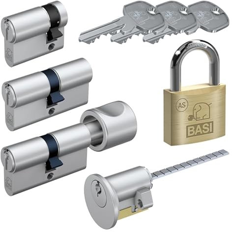 BASI | AS Schließzylinder | gleichschließend und frei kombinierbar | Viele Längen verfügbar | Profilzylinder für Haus und Wohnung | Doppelzylinder N+G A:30 mm B:30 mm
