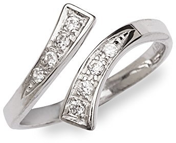 JewelryWeb Zehenring aus 925er-Sterlingsilber, Bypass-Zirkonia, verstellbar, 10 x 15 mm, Metall, Zirkonia