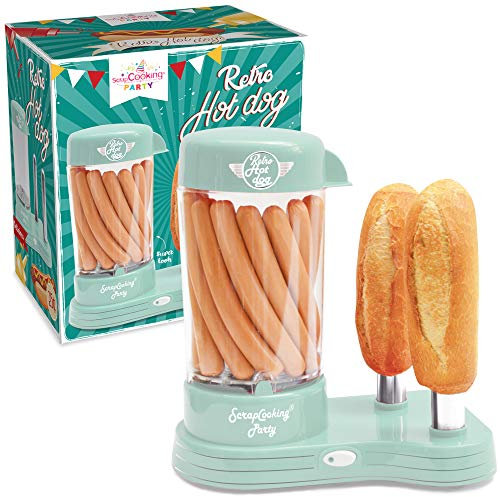 ScrapCooking - Macchina per Hot Dog - Cuoci Wurstel per Creare Veri Hotgog Americani - Capacità 12 Salsicce & 2 Panini, Stile Vintage Vintage per Serate Barbecue Feste Sagre - Verde