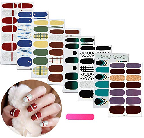 MWOOT Nagelsticker,Nagelaufkleber,Nagelkunst Sticker Selbstklebende Maniküre Sticker Schöne Mode DIY Dekoration 8 Blatt (112pcs) Nagelsticker