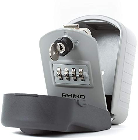 Cassaforte con chiave combinata da parete/Cassetta di sicurezza - Ampia memoria interna per chiavi con serratura a 4 cifre, accesso con chiave di emergenza e sistema di recupero codice brevettato