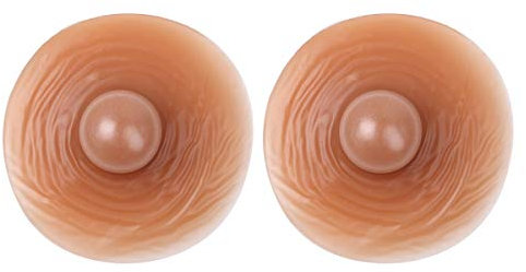inlzdz 1 Paire Mamelons en Silicone adhésif Mamelon Amovible réutilisable pour Les Formes de Seins en Silicone pour Mastectomie Prothèse Crossdresser Costume Party Marron Taille Unique