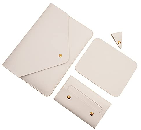 Benfan Laptopfodral 13 tum kompatibel med ny MacBook Air 13, ny MacBook Pro 13, Dell XPS 13 med liten påse, musmatta och sladdorganisatör, färg vit