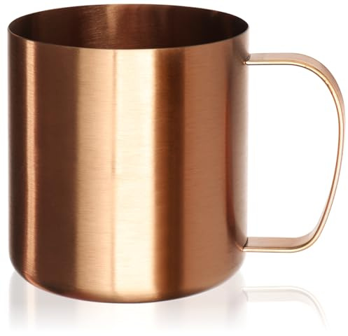 Robin Goods® Robuste Edelstahl-Tasse 400 ml in Rosé mit Henkel | Unzerbrechliche Kaffeetasse für Camping, Reisen und Heißgetränke, BPA-frei, langlebig und hochwertig