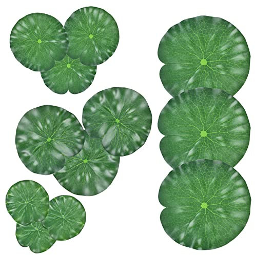 Zoyiancy Artificial Floating Plants Lotus Leaves, 12 Pcs Realistic Floating Lily Pad Pond Decorations, Fake Green Leaves Water Lily for Home Garden Ponds Pool Fish Tank Aquarium
