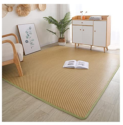 WBBML Coole Matratze Teppich Natural Bambus Teppich mit Stoffrand rutschfest für Draussen, Küche, Flur, Anpassbar (Color : 1.2cm, Size : 1.3x1.9m/4.26x6.23ft)