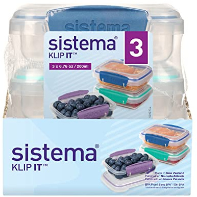 Sistema Klip It Food Storage Container, 200 ml, 3-Pack (Colors May Vary)