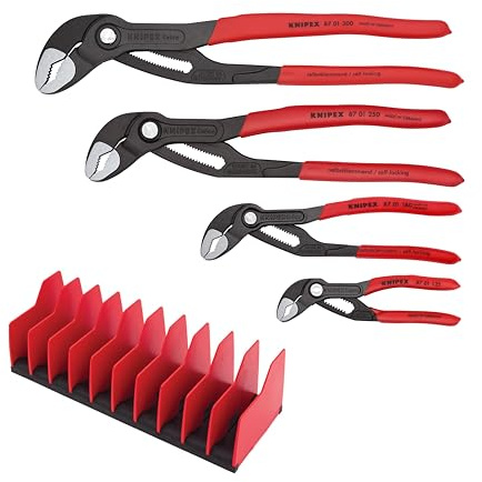 KNIPEX Tools 9K 00 80 138 US 4 Pc Cobra® Pliers Set with 10 Pc Tool Holder