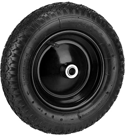 Relaxdays Roue de brouette 3.50-8, pneumatique, Jante en Acier, Charge maximale : 100 kg, avec Valve, Noire