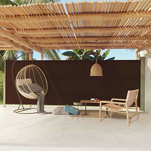 Keketa Seitenmarkise Ausziehbar Markise Ausziehbar Seitenwandmarkise Sonnenschutz Sichtschutz & Windschutz Markise für Balkon, Garten und Terrasse 180x600 cm Braun