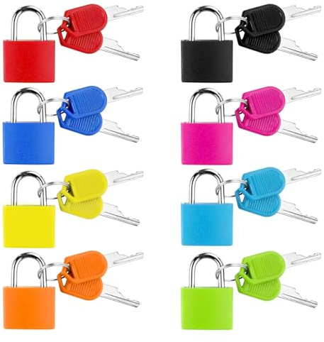 8 Pack Suitcase Locks with Keys, Small Travel Luggage Lock | Multicolor Mini Metal Suitcase Padlock for Gym Locker, Laptop, Backpack, Travel