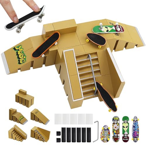 TSDRBWO Finger Skateboards, Mini Fingerboard DIY Set, Finger Toys Set, Fingerboard Ramp Set, Fingerboard Skate Set, Finger Skateboard Ramp Set, Kinder Spielzeug für Jungen und