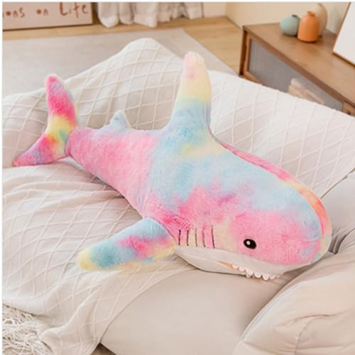 OUKEYI Riesiges Hai-Plüschtierkissen, 76,2 cm, weiches Hai-Spielzeug, großer Hai, Plüschkissen für Kinder, bequemes Schlafkissen, Rückenkissen, Puppe, Geschenk für Kinder, schillernde Farben