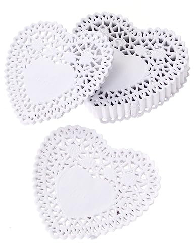 Abaodam 250stücke Kuchenspitzenpapier Papierdeckchen Für Lebensmittel Herzdeckchen Spitzendeckchen Hochzeitstischdeko Weiß
