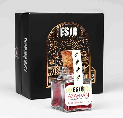 Esir Safran Super Premium, Fils de Safran 100% Pur et Naturel | Safran Pistils | Safran de Qualité Supérieure| 5g- Pot de 3|