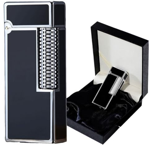 OLELY Kerosin-Feuerzeug, Zigarettenanzünder, Wird mit Präsentationsbox geliefert, Clamshell Gold Soft Flame (Seitenschlupf-Ausrüstung) for Sammlung, Dekoration und Geschenk (Color : Silver)