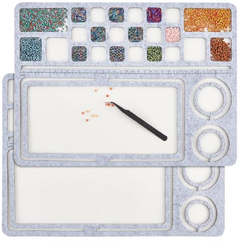 BENECREAT 37.8x27.7 cm Filzperlen-Designbrett, Perlenmatte Aus Grauem Filz, Perlentablett Mit Gittern, DIY-Perlenpads Für Kunsthandwerk, Schmuckherstellung, Perlenzubehör, 6 mm Dick