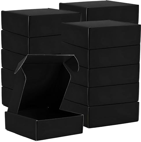 Versandkartons, 15 Stück, 15 Stück, recycelbar, farbige Wellpappe, kleine Aufbewahrungsboxen für Versand, Versand, Geschenkverpackung, Schwarz