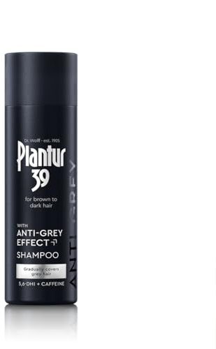 Plantur 39 Anti-Grey Effect Shampoo 1 x 200 ml – Kamouflerar gradvis grått hår – för brunt till mörkt hår – varaktiga resultat utan färgning