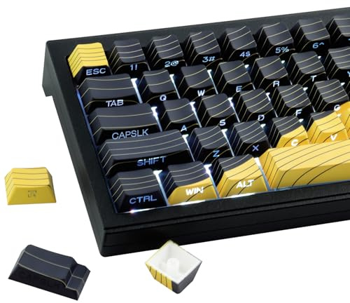 Hyekic 131 Keys PBT Keycaps, Topographic Side Printed Keycap, Double Shot Shine Through Keycaps, Cherry Profile Dye Sublimation Keycap for Cherry MX Switch ANSI & ISO Layout Mechanical Keyboards