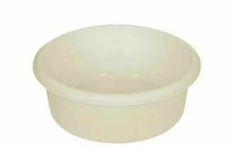 TRTO 1x Cream 8 Litres Plastic Large Round Bowl Washing Up Basin Sink Tidy Basin Mixing, Washing Up Bowl Tidy Organizer