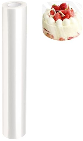 Wlztea Tortenrandfolie, 30cmx10m Acetat Kuchenstreifen, Frost Form, Transparent Acetat Rolle, Acetat Folie für Tortendeko Schokolade Kuchen Dessertringe Mousse (30cm)