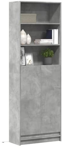 ShGaxin Highboard mit Grau 69x32,5x200 cm Holzwerkstoff, Wohnzimmerschrank, Sideboard Wohnzimmer, Esszimmermöbel, Vitrinenschrank, Hochschrank - 3307908