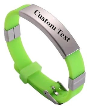 2 Stück Personalisierte Anti-Verlust Sicherheits ID-Armbänder mit Individuellem Namen, Weiches Silikon ID-Armbänder für Kinder Mädchen Jungen, Armreifen Schmuck Green,2pcs