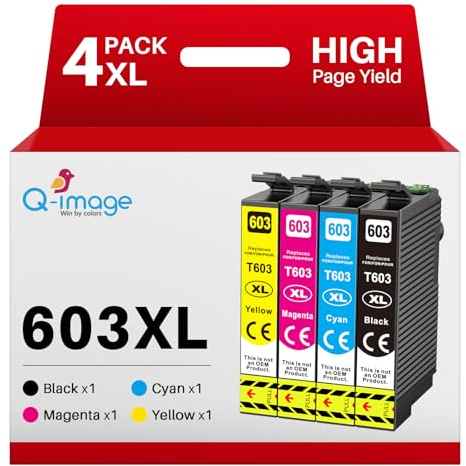 Q-image 603XL Patronen Multipack Kompatibel für 603 603XL Druckerpatronen für XP-3100 XP-3105 XP-4155 XP-2105 XP-2150 XP-3150 XP-4100 Workforce WF-2830 WF-2835 WF-2840 WF-2850 (4 Pack)
