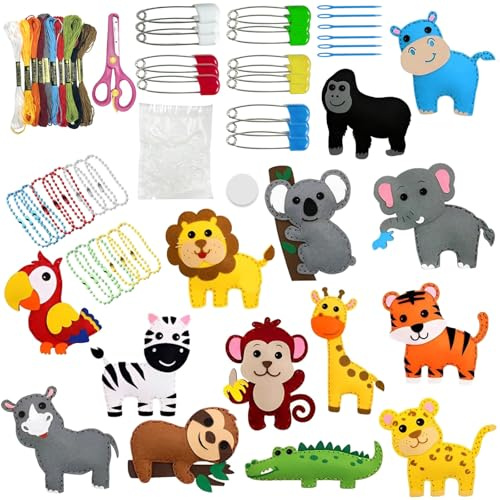 Ludihive Nähset Kinder,14 Pcs DIY Nähset Kraeoke, Kunst und Bastelarbeiten für Anfänger, Children's Felt Craft Sets, Kreative Geschenke und Bastelmaterialien für Kinder