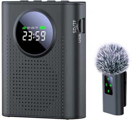 Jkoailiwi Amplificador de voz Bluetooth con micrófono de solapa inalámbrico magnético para profesores, micrófono portátil con clip, mini megáfono PA para aula/yoga/conferencias