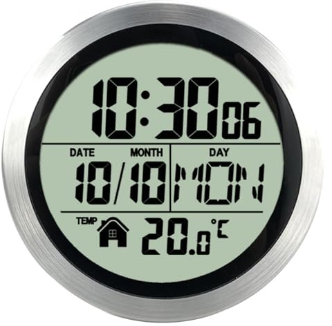 Horloge murale numérique fonctionnelle, horloge de salle de bain imperméable avec aspiration, petite horloge numérique multifonctionnelle avec date, heure et température pour la salle de bain
