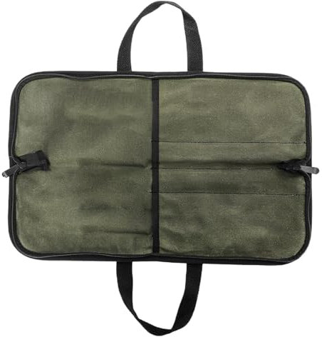 Chefs Knives Roll Bag - Heavy Duty Waxed Canvas Roll Bag | Durable Cutlery Storage Case | Waxed Canvas Rolls-Up Pouch for Kitchen Tools | Portable Organizer with Handle for Culinary Travel